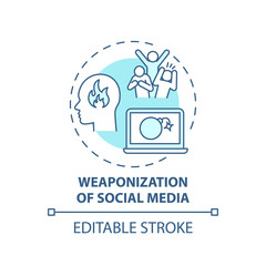 Social media weaponization concept icon. Journalism challenge idea thin line illustration. Manipulating to fuel popular uprisings. Vector isolated outline RGB color drawing. Editable stroke