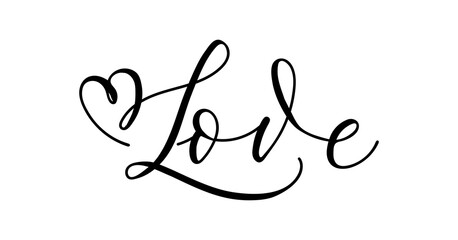 Love inspirational lettering banner with swashes. Modern calligraphy Motivational design template.Hand Drawn brush design for invitations, prints, poster or greeting card. Vector illustration