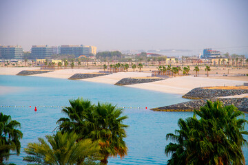 A fragment of the sea and the beach in Abu Dhabi, UAE
