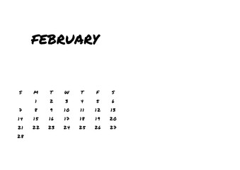 2021 Photo Calendar Template, Minimalist Black and White Calendar, Sunday Start Printable Calendar, Desk Calendar Landscape