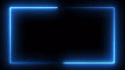 Blue color neon frame edge with alpha channel background.4k lighting frame rendering

