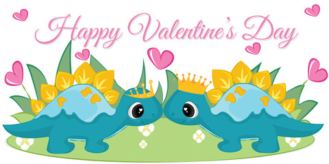 couple cutie dinosaur couple. Happy valentine day card.