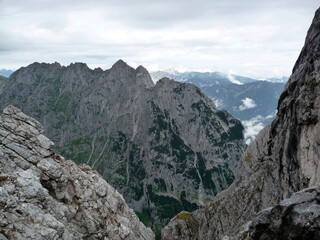 Fototapeta na wymiar Mountain panorama Alpspitze mountain via ferrata in Garmisch-Partenkirchen, Bavaria, Germany