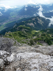 Alpspitze mountain via ferrata in Garmisch-Partenkirchen, Bavaria, Germany