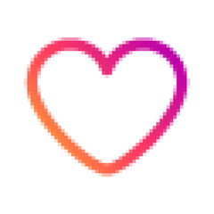 Pixelated social network heart icon.