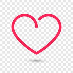 Torn red heart contour on transparent background.