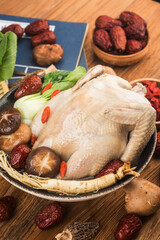 Traditional food-chicken soup with ginseng,