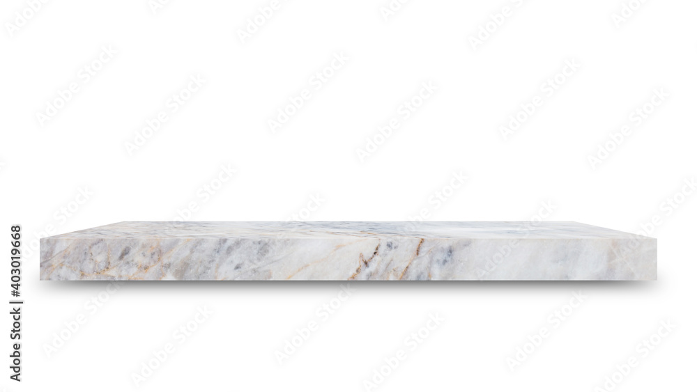 Aufkleber Shelf marble isolated on a white background and display montage for the product Embed Clipping Path separate with black shadows.