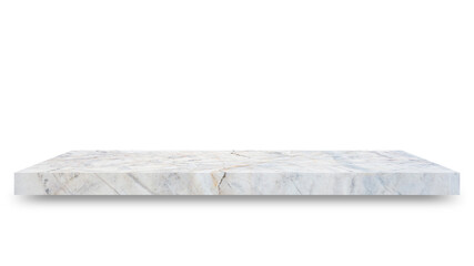 Shelf marble isolated on a white background and display montage for the product Embed Clipping Path separate with black shadows.
