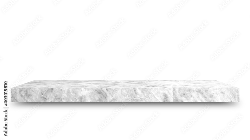 Aufkleber Shelf marble isolated on a white background and display montage for the product Embed Clipping Path separate with black shadows.