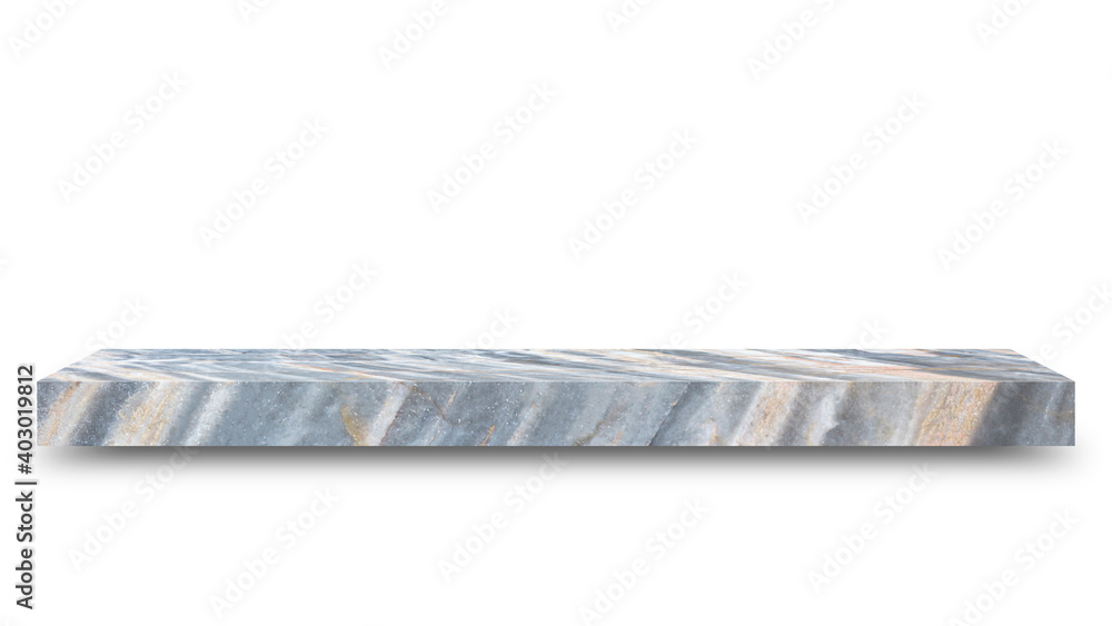 Aufkleber Shelf marble isolated on a white background and display montage for the product Embed Clipping Path separate with black shadows.