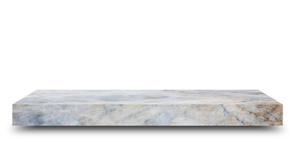 Shelf marble isolated on a white background and display montage for the product Embed Clipping Path separate with black shadows.
