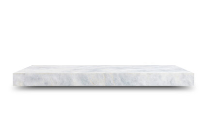 Shelf marble isolated on a white background and display montage for the product Embed Clipping Path separate with black shadows.