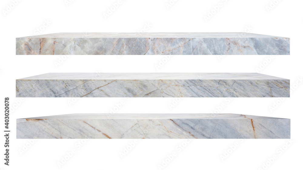 Poster 3Shelf marble isolated on a white background and display montage for the product.
