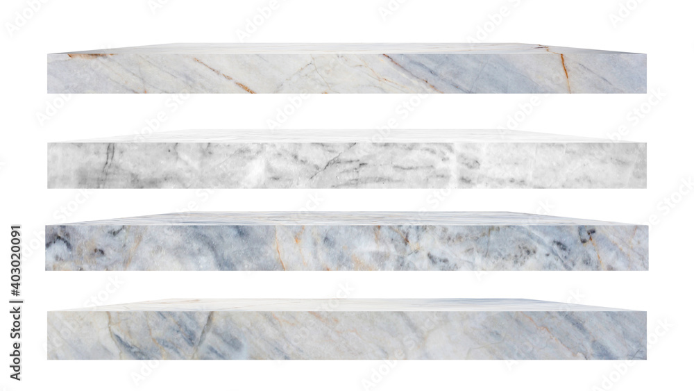 Poster 4 shelf marble isolated on a white background and display montage for the product.