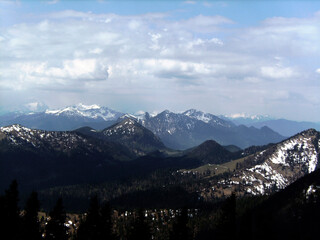 Cloudy weather at mountain Benediktenwand in Bavaria, Germay