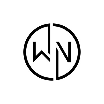 Initial Circle Letter WN Logo Design Vector Template. Initial Linked Letter WN Logo Design