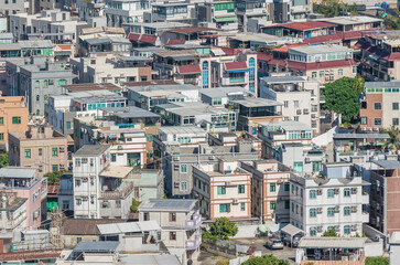 Fototapeta premium Crowded residential house in rural village of Hong Kong city