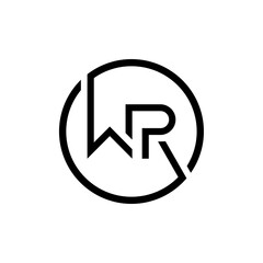 Initial Circle Letter WR Logo Design Vector Template. Initial Linked Letter WR Logo Design