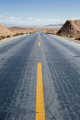 Aerial view of trail in desert
