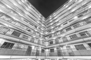Exterior of high rise residential building of public estate in Hong Kong city
