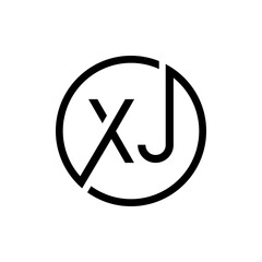Creative Circle Letter XJ Logo Design Vector Template. Initial Linked Letter XJ Logo Design