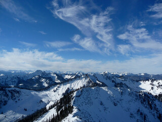 Wintry mountain view from Brecherspitze mountain, Bavaria, Germany