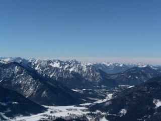 Mountain panorama of Breitenstein mountain, Bavaria, Germany, in wintertime