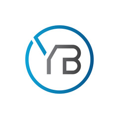 YB Logo Design Vector Template. Initial Circle Letter YB Vector Illustration