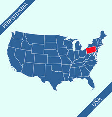 Pennsylvania location on USA map