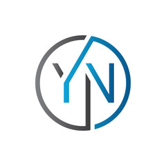 YN Logo Design Vector Template. Initial Circle Letter YN Vector Illustration - obrazy, fototapety, plakaty