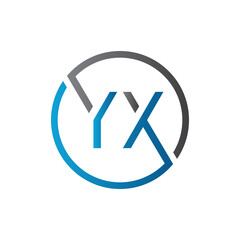 YX Logo Design Vector Template. Initial Circle Letter YX Vector Illustration