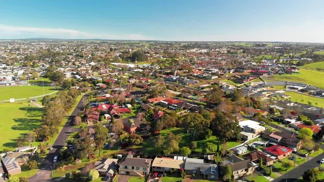 Mt Gambier cityscape, Australia. Beautiful colorful homes in the morning