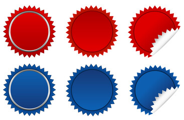 Vector red and blue starburst collection.