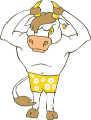 bull took himself by the horns illustration