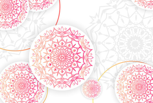 Beautiful mandala ornament background isolated on white circle vector illustration
