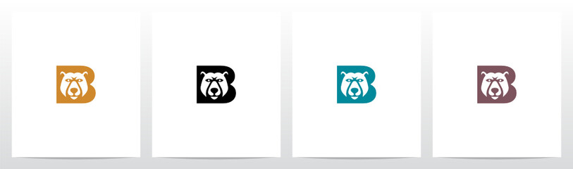  Bear Head On Letter Logo Design B