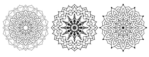 Set of mandalas ornament isolated on white background vector design