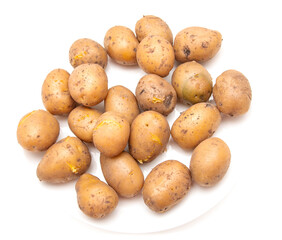 boiled potatoes on white background
