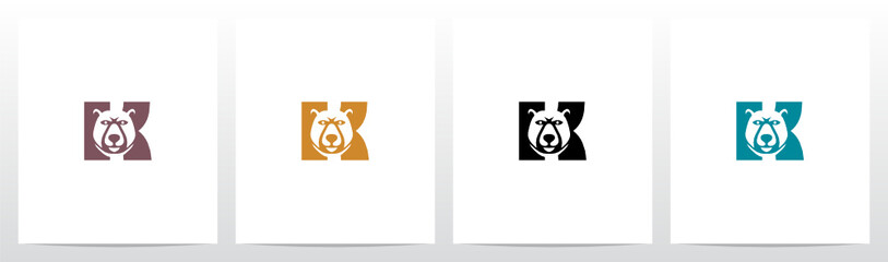  Bear Head On Letter Logo Design K