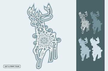 3D Deer Mandala Vector Eps 10