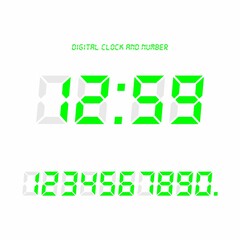 Digital clock & number set, Electronic figures.