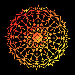 Mandala ornament design with gradient color isolated on black background vector illustration