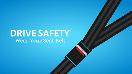 Creative vector illustration of drive safety seat belt. Art design road strap. Safety advice for wearing seat belts