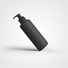 Matte black jar template with dispenser, empty bottle with trigger, for design presentation.