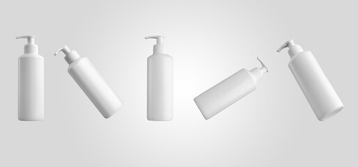 White jar mockup with trigger, empty container for design presentation, product advertising.