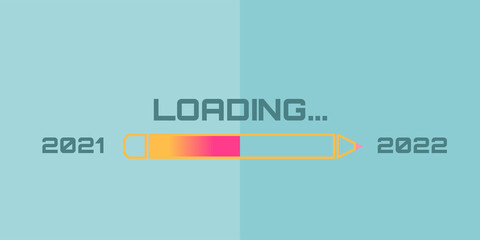 Loading bar 2020 to 2021 for goal planning business concept, vector illustration for graphic design, flat style	