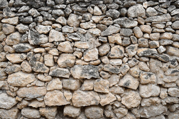 Texture of a rustic wall made with stacked stones