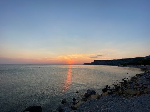 Duino - Aurisina Sistiana Portopiccolo zwischen Venedig und Triest in der N&auml;he von Monfalcone Grado und Bibione - Sonnenuntergang im Meer