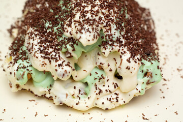 Homemade cake with cherries. Traditional recipe. White background.